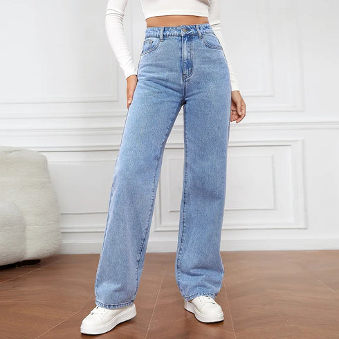 High Waisted Flare Jeans in Light Blue
