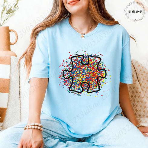 Trendy Women's Autism Awareness Graphic T-Shirt