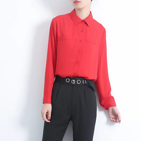 Simple Solid Color Loose Women's Chiffon Shirt Tops 2023 New Long Sleeve Casual Elegance Woman Blouses Lady Office Shirt Clothes