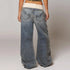 Wide Leg Denim Cargo Pants for Women
