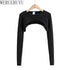 Long Sleeve O-Neck Crop Top for Women