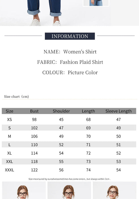 Loose Women's Plaid Shirt - Long Sleeve Casual Blouse