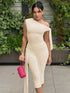 Women’s One Shoulder Sleeveless Top & Knee-Length Pants Set