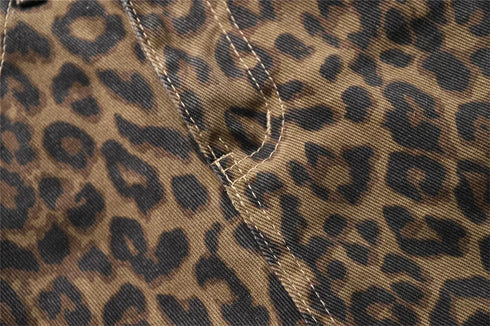 High Waisted Leopard Print Jeans for Women