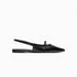 Slingback Flat Bottom Black Leather Women’s Sandals