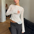 Lace Long Sleeve Slim Fit T-Shirt for Women