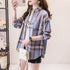 Loose Fit Cotton Plaid Shirt for Women