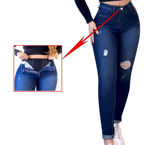 Plus Size High Waist Skinny Denim Pants