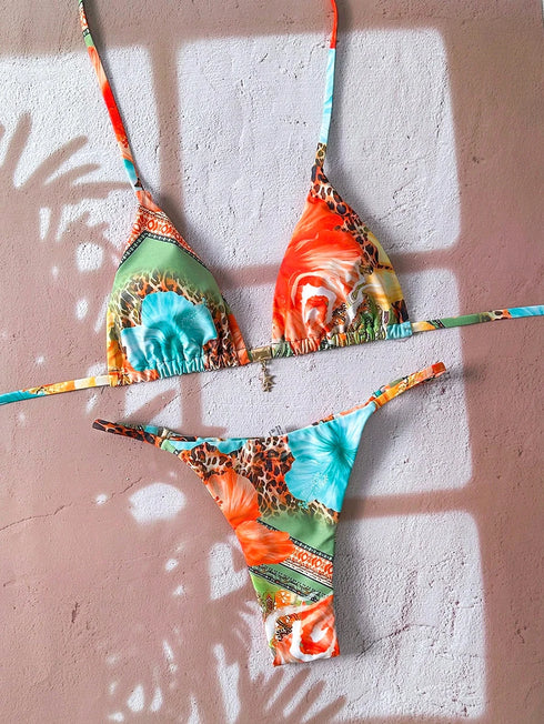 Leopard Print Push Up Bikini Set for Women