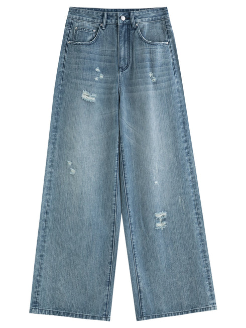 DUSHU Ripped Wide-Leg Denim Jeans