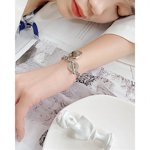 Stainless Steel Heart Bracelet with Proverbs Inscription