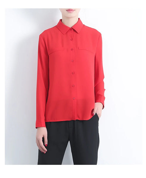 Simple Solid Color Loose Women's Chiffon Shirt Tops 2023 New Long Sleeve Casual Elegance Woman Blouses Lady Office Shirt Clothes