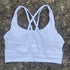 Solid Colour Cross Back Sports Bra with Multiple Straps