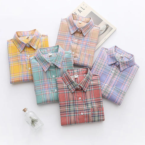 Casual Women's Flannel Plaid Shirt - Autumn Collection