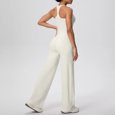 Backless Yoga Set with Wide Leg Pants