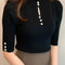Korean Fashion Short Sleeve Knitted Pullover Top