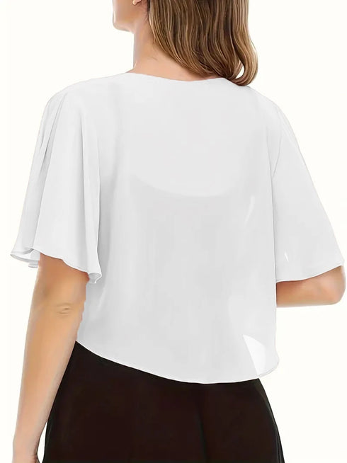Women's Short Chiffon Cardigan with Front Opening
