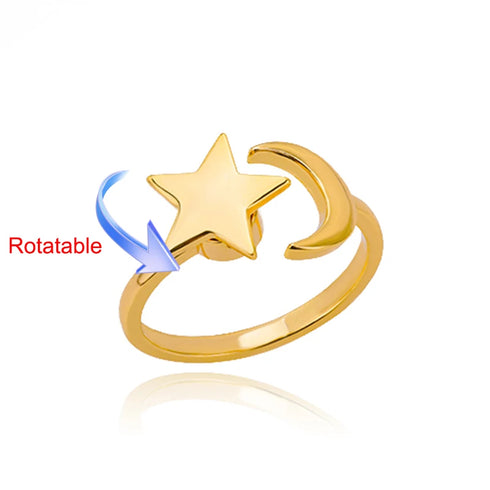 Four Clover Rotating Anxiety Ring - Adjustable Gold