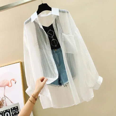 Chiffon Loose Top for Women - Casual Cardigan
