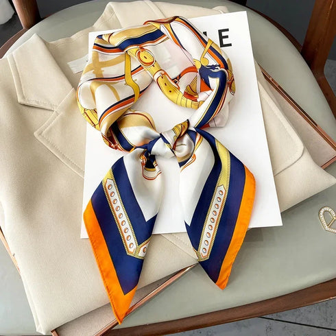 Luxury Floral Square Silk Scarf for Women