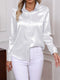 Elegant Turn-down Collar Button-front Satin Long Sleeve Women's Shirt for Daily Commute And Business Casual Wear