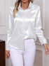 Elegant Turn-down Collar Button-front Satin Long Sleeve Women's Shirt for Daily Commute And Business Casual Wear