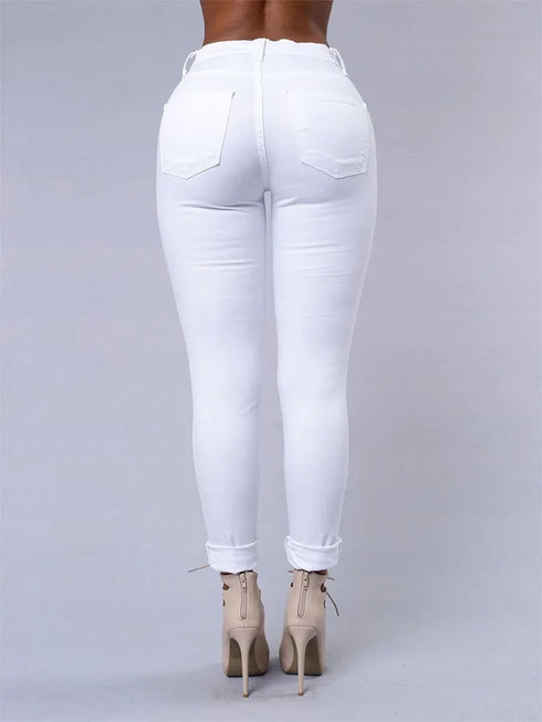 Women's Distressed High Waist Pencil Jeans