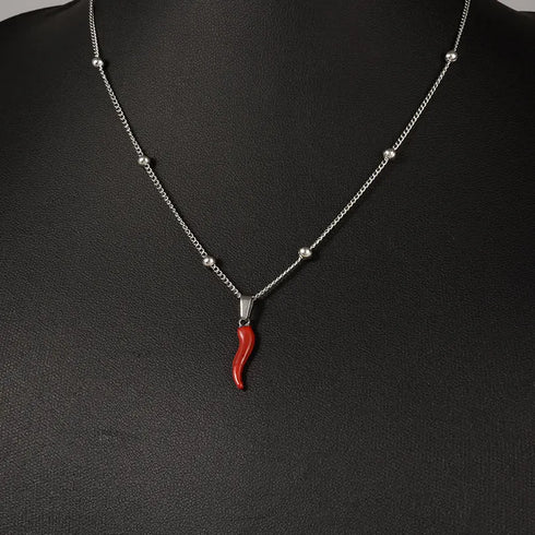Stainless Steel Hot Pepper Pendant Necklace for Women