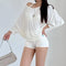 Solid Oversized T-shirt with Batwing Sleeves