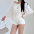 Solid Oversized T-shirt with Batwing Sleeves