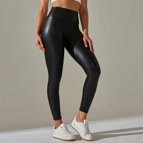 High Waisted PU Leather Leggings for Women