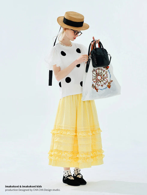 Women's White Polka Dot Puff Sleeve Blouse