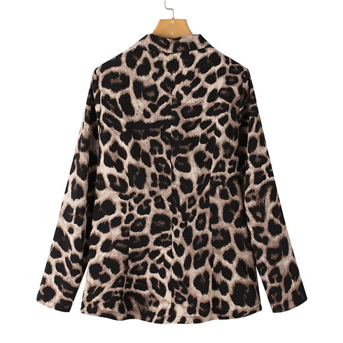 ZANZEA Leopard Print Lightweight Blazer for Women