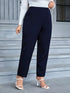 Navy Plus Size Straight Leg Casual Pants