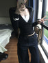 Genayooa Retro Y2K Long Sleeve Black T-shirt for Women