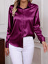 Elegant Turn-down Collar Button-front Satin Long Sleeve Women's Shirt for Daily Commute And Business Casual Wear