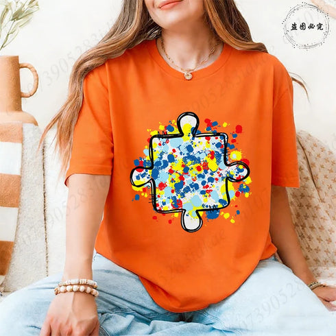 Trendy Women's Autism Awareness Graphic T-Shirt