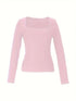 Hot Basic Square Neck Slim Women's Bottoming Clothing Casual Solid Long Sleeve Tops Versatile Fashion Multi-Color Blouse Gifts