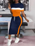 Summer Women's Striped Half Skirt Set