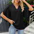 Women's Chiffon V-Neck Blouse with Petal Sleeves