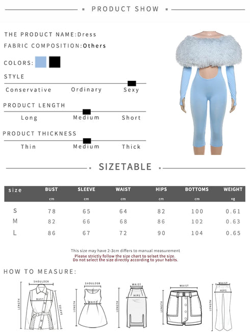 Furry Patchwork Backless Jumpsuit for Women