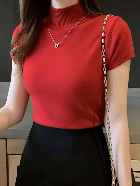 Women's Half-High Neck Casual Jumper Top