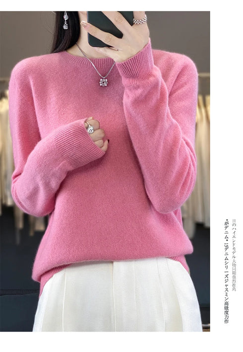 100% Merino Wool Long Sleeve Sweater for Women