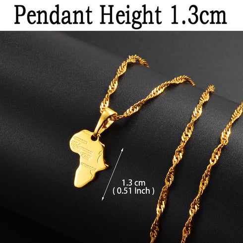 Anniyo Africa Map Pendant Necklace - Silver & Gold