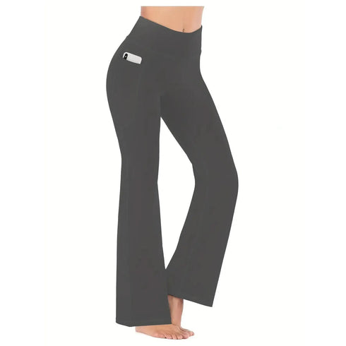 Women's High Waist Flared Pants with Pockets