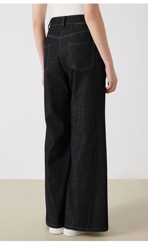 Women's High-Waisted Wide-Leg Denim Pants