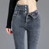 High-Waisted Fleece-Lined Slim Jeans for Women