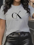 Y2K Cartoon Letter Print Crew Neck T-Shirt for Women