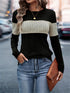 Colour-Block Patchwork Crewneck T-Shirt for Women