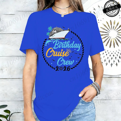 Birthday Crew 2026 Shirts,My Birthday Cruise Crew T-Shirts for Women,Family Party Tops Tees,Friends Cruise T-Shirts,short Sleeve